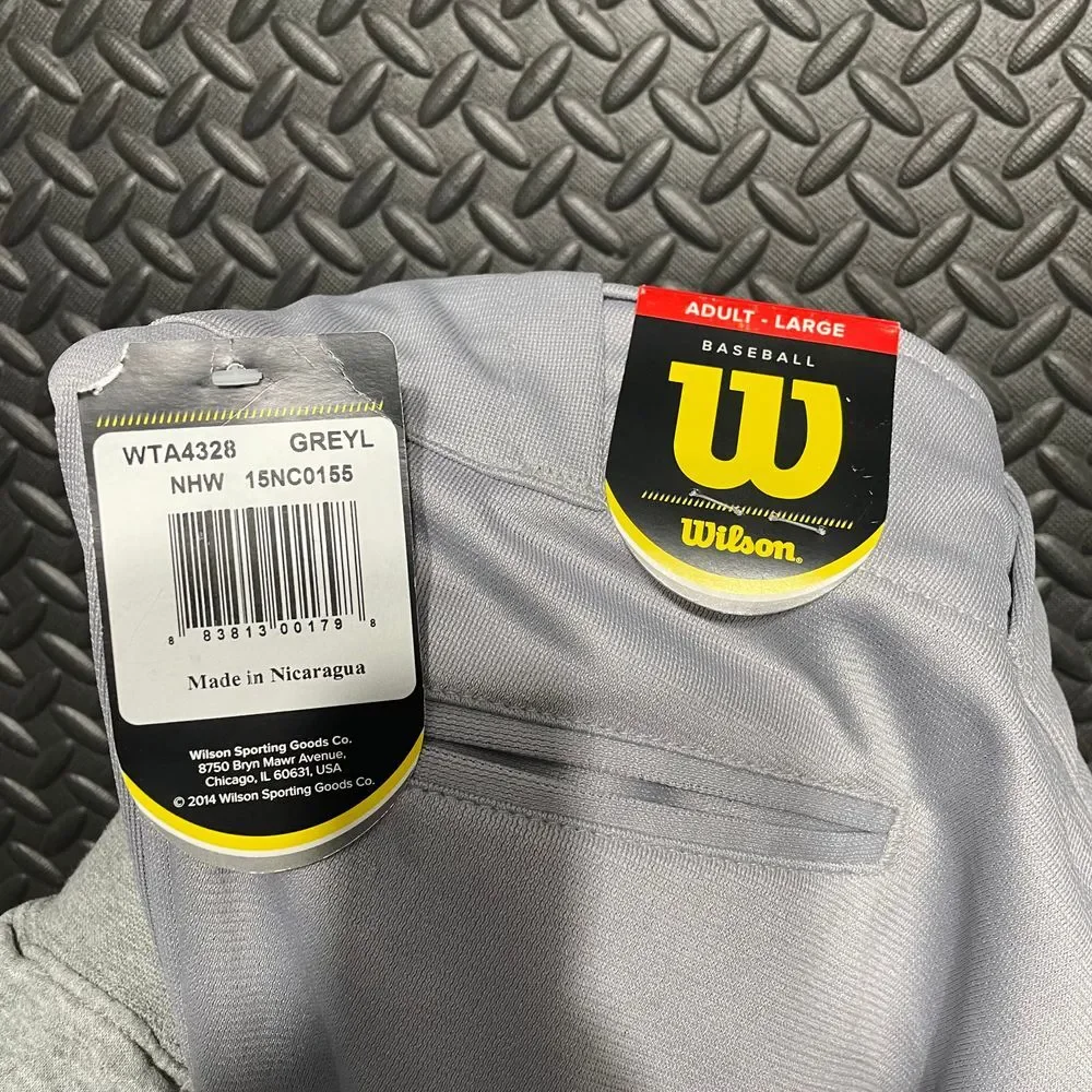 NWT Wilson Gray Baseball Classic Athletic Wear Elastic‎ Bottom Men's Size Large